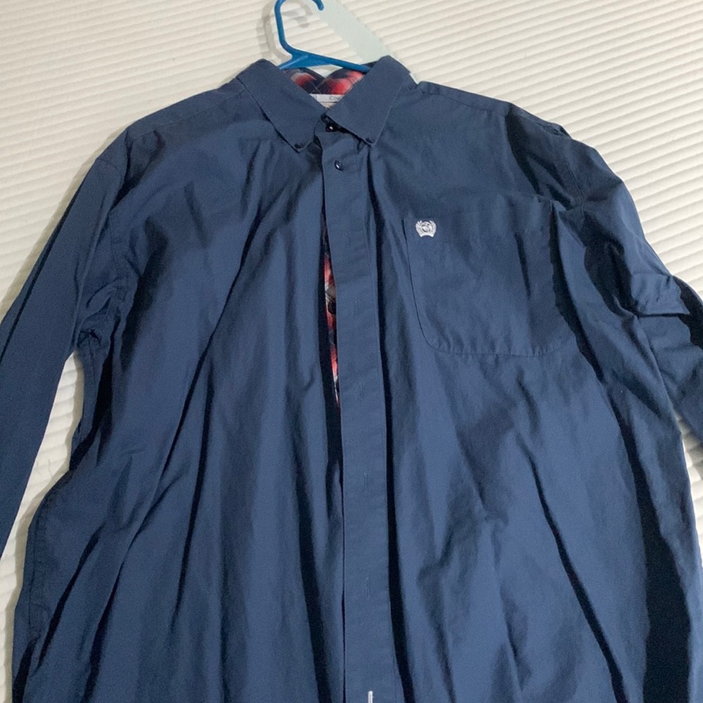 Cinch button down long sleeve M